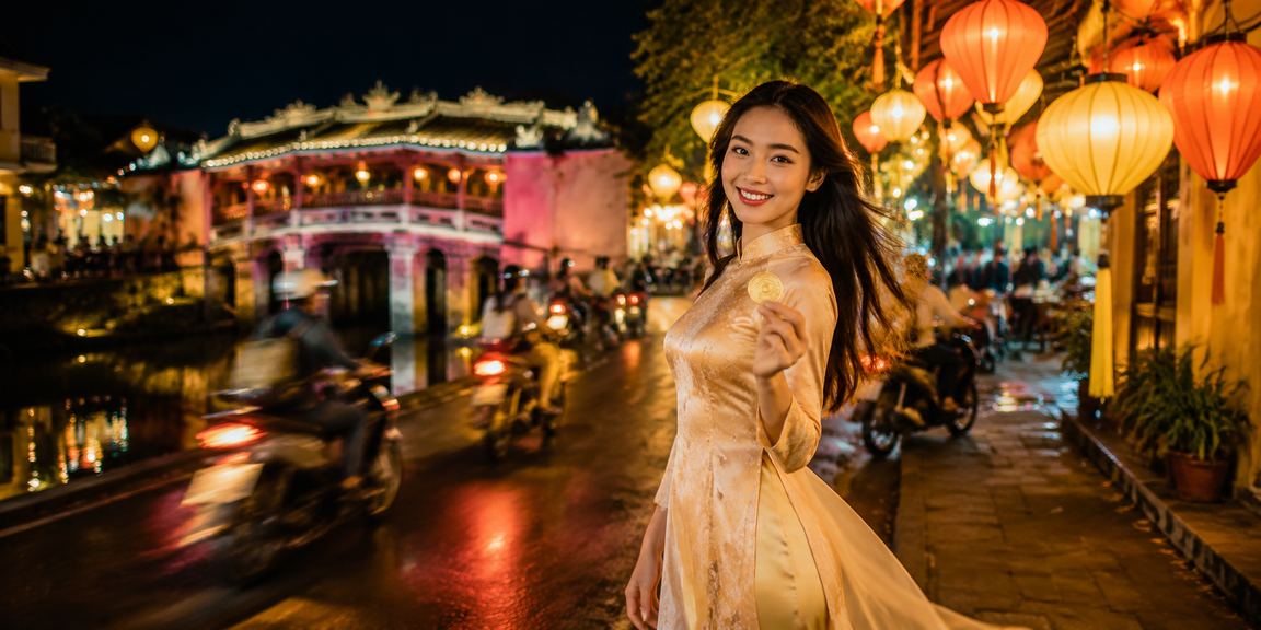 Không khí chợ đêm Hội An và người dùng bl55 theo dõi kết quả thể thao